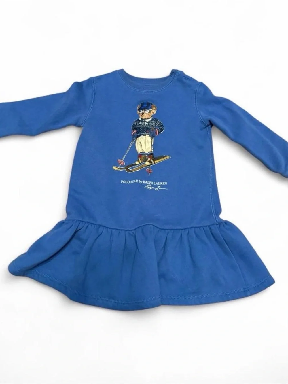 Ralph Lauren Blue Polo Bear Long Sleeve Casual Dress
